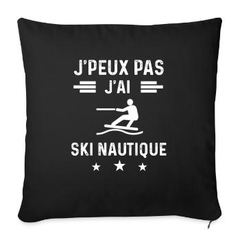 skieur je peux pas j'ai ski nautique - Housse de coussin décorative 45 x 45 cm - noir - Devant