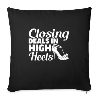 Closing deals in high heels - Sofa pillowcase 17,3'' x 17,3'' (45 x 45 cm) - black - Front