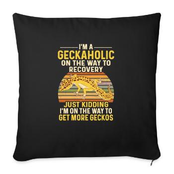 Leopard Gecko Lizard Reptiles Herpetologist - Sofa pillowcase 17,3'' x 17,3'' (45 x 45 cm) - black - Front