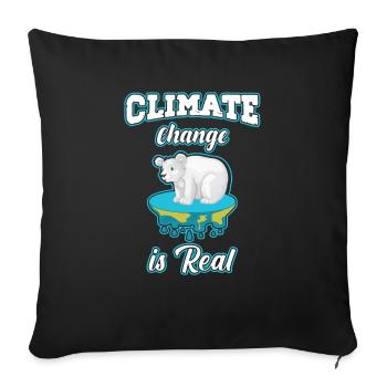 Klimawandel ist real Eisbär schwitzt - Sofakissenbezug 45 x 45 cm - Schwarz - Vorne