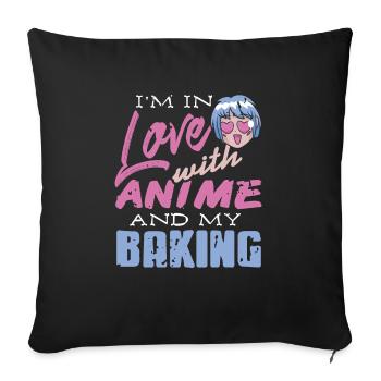 Je suis amoureux de l’anime et de mon rétro cool - Housse de coussin décorative 45 x 45 cm - noir - Devant