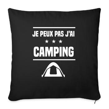 je peux pas j'ai camping humour campeur - Housse de coussin décorative 45 x 45 cm - noir - Devant