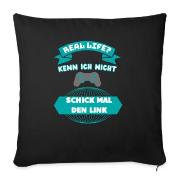 Real Life Gaming T-Shirt - Sofa pillowcase 17,3'' x 17,3'' (45 x 45 cm) - black - Front