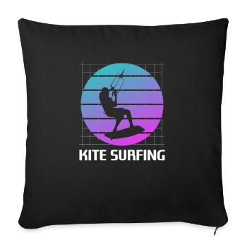 Rétro Vintage Classic Kite Surf Surf Surfer - Housse de coussin décorative 45 x 45 cm - noir - Devant