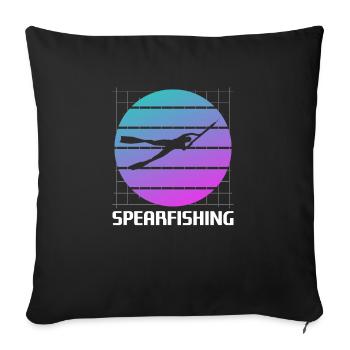 Retro Vintage Classic Spearfishing Fisherman - Sofa pillowcase 17,3'' x 17,3'' (45 x 45 cm) - black - Front