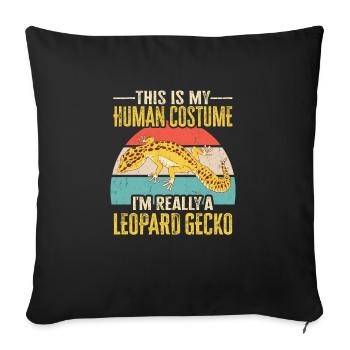 Leopard Gecko Lizard Reptiles Herpetologist - Sofa pillowcase 17,3'' x 17,3'' (45 x 45 cm) - black - Front