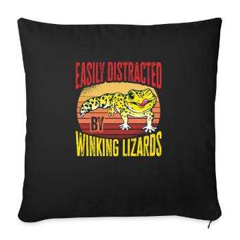 Leopard Gecko Lizard Reptiles Herpetologist - Sofa pillowcase 17,3'' x 17,3'' (45 x 45 cm) - black - Front