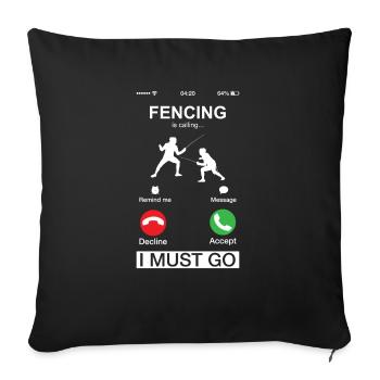 L’escrime appelle le téléphone Escrime Escrimeur Sports Pun - Housse de coussin décorative 45 x 45 cm - noir - Devant
