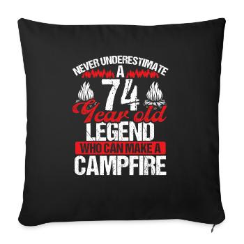 74 ans Camper Scout scout 74 anniversaire - Housse de coussin décorative 45 x 45 cm - noir - Devant