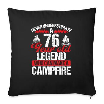 76 ans Camper Scout scout 76 anniversaire - Housse de coussin décorative 45 x 45 cm - noir - Devant