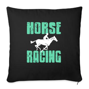 Rétro Vintage Horse Racing Lover Cool T-Shirt - Housse de coussin décorative 45 x 45 cm - noir - Devant