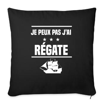 je peux pas j'ai régate humour bateau - Housse de coussin décorative 45 x 45 cm - noir - Devant