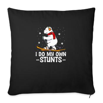 Skiers SkiIng Winter Snow Bear Saying - Sofa pillowcase 17,3'' x 17,3'' (45 x 45 cm) - black - Front