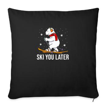 Skiers SkiIng Winter Snow Bear Saying - Sofa pillowcase 17,3'' x 17,3'' (45 x 45 cm) - black - Front