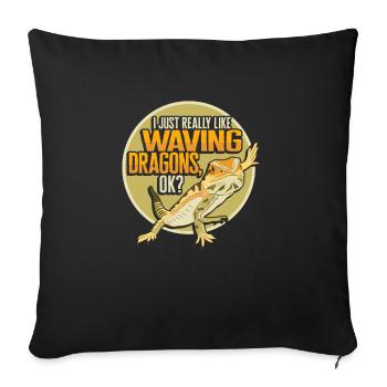 Bartagame Eidechse Reptil Herpetologe - Sofakissenbezug 45 x 45 cm - Schwarz - Vorne