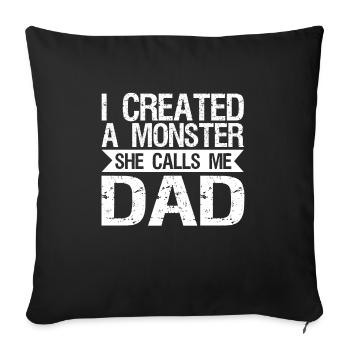 Drôle de tenue papa j’ai un monstre - Housse de coussin décorative 45 x 45 cm - noir - Devant