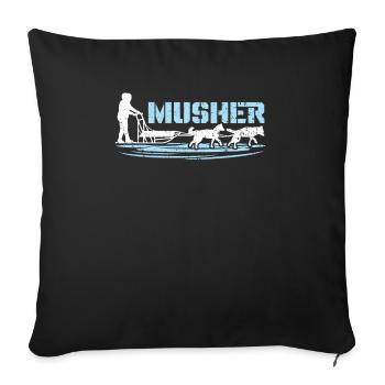 Mush Mushing Sled Dog Sledding Musher Huskie - Sofa pillowcase 17,3'' x 17,3'' (45 x 45 cm) - black - Front