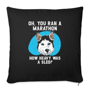 Mush Mushing Sled Dog Sledding Musher Huskie - Sofa pillowcase 17,3'' x 17,3'' (45 x 45 cm) - black - Front