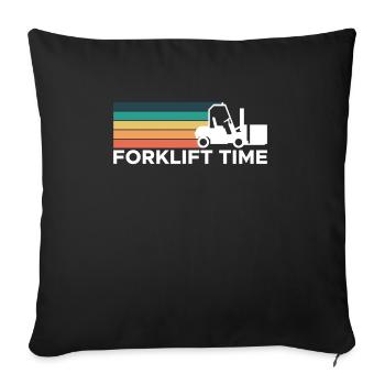 Forklift Time Shirt Vintage Retro - Sofakissenbezug 45 x 45 cm - Schwarz - Vorne