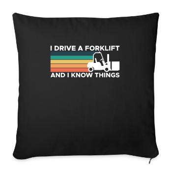 Vintage Retro Forklift Gabelstapler Shirt - Sofakissenbezug 45 x 45 cm - Schwarz - Vorne