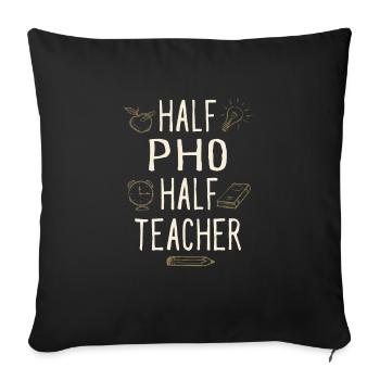 Moitié Pho Moitié Professeur Drôle Professeur Humour - Housse de coussin décorative 45 x 45 cm - noir - Devant