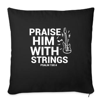 Praise him with faiten funny bass guitarist - Sofa pillowcase 17,3'' x 17,3'' (45 x 45 cm) - black - Front