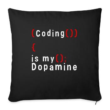 Drôle de codage est mon codeur de dopamine - Housse de coussin décorative 45 x 45 cm - noir - Devant