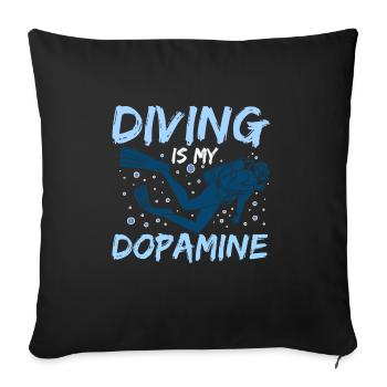 Diving is my dopamine scuba diver under water - Sofa pillowcase 17,3'' x 17,3'' (45 x 45 cm) - black - Front