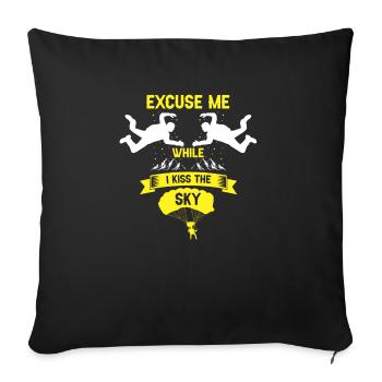 Excuse Me While I Kiss The Sky Funny Skydiving - Sofa pillowcase 17,3'' x 17,3'' (45 x 45 cm) - black - Front