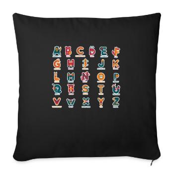 Professeur d’école Alphabet Shirt Cadeau Enfants Animal - Housse de coussin décorative 45 x 45 cm - noir - Devant