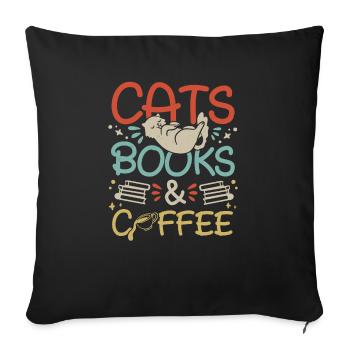 Les amateurs de livres de chats lisent des livres - Housse de coussin décorative 45 x 45 cm - noir - Devant