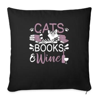 Les amateurs de livres de chats lisent des livres - Housse de coussin décorative 45 x 45 cm - noir - Devant