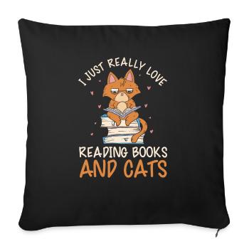 Les amateurs de livres de chats lisent des livres - Housse de coussin décorative 45 x 45 cm - noir - Devant