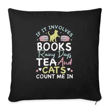 Les amateurs de livres de chats lisent des livres - Housse de coussin décorative 45 x 45 cm - noir - Devant