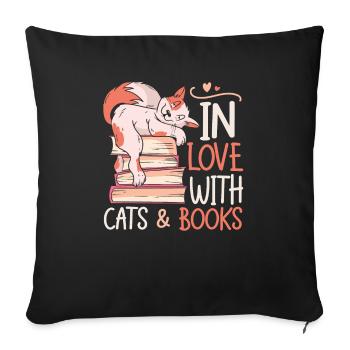 Les amateurs de livres de chats lisent des livres - Housse de coussin décorative 45 x 45 cm - noir - Devant