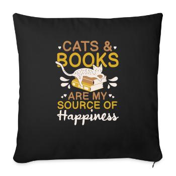 Les amateurs de livres de chats lisent des livres - Housse de coussin décorative 45 x 45 cm - noir - Devant