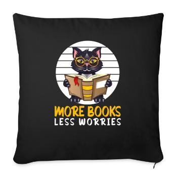 Les amateurs de livres de chats lisent des livres - Housse de coussin décorative 45 x 45 cm - noir - Devant