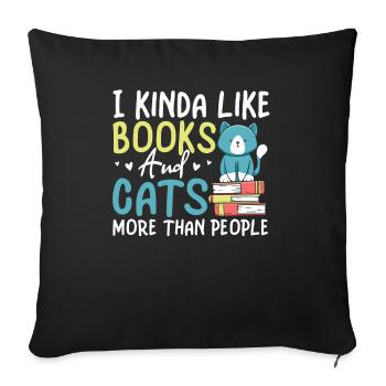 Les amateurs de livres de chats lisent des livres - Housse de coussin décorative 45 x 45 cm - noir - Devant