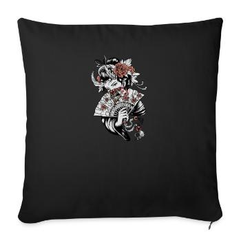 Geisha I Japan Mädchen Anime Motiv für Japanische - Sofakissenbezug 45 x 45 cm - Schwarz - Vorne