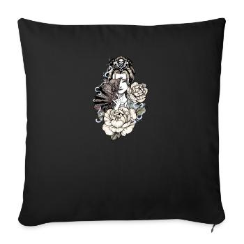 Geisha I Japan Mädchen Anime Motiv für Japanische - Sofakissenbezug 45 x 45 cm - Schwarz - Vorne
