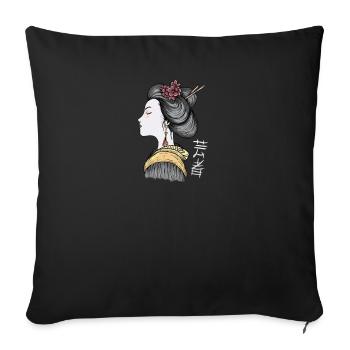 Geisha I Japan Mädchen Anime Motiv für Japanische - Sofakissenbezug 45 x 45 cm - Schwarz - Vorne