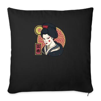 Geisha I Japan Mädchen Anime Motiv für Japanische - Sofakissenbezug 45 x 45 cm - Schwarz - Vorne
