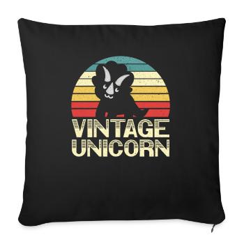 Vintage Unicorn Triceratops Dinosaur Prehistoric - Sofa pillowcase 17,3'' x 17,3'' (45 x 45 cm) - black - Front