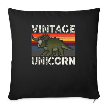 Vintage Unicorn Triceratops Dinosaur Prehistoric - Sofa pillowcase 17,3'' x 17,3'' (45 x 45 cm) - black - Front