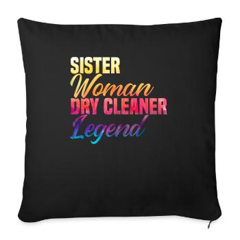 Sœur Femme Nettoyeur à sec Légende Job Nettoyage à sec - Housse de coussin décorative 45 x 45 cm - noir - Devant