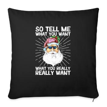 Alors dites-moi ce que vous voulez Noël Père Noël Drôle - Housse de coussin décorative 45 x 45 cm - noir - Devant