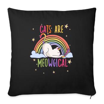 Cats are Meowgical Rainbow Unicorn Cat - Sofa pillowcase 17,3'' x 17,3'' (45 x 45 cm) - black - Front