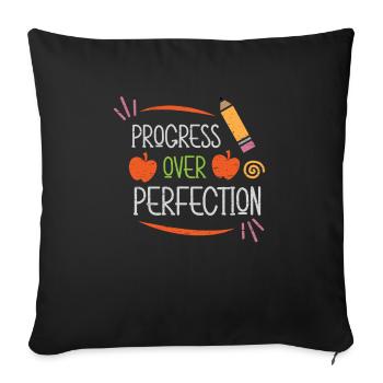 Progrès sur la perfection Étudiants universitaires - Housse de coussin décorative 45 x 45 cm - noir - Devant