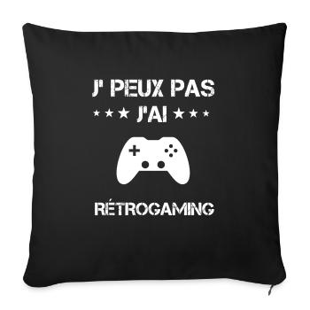 je peux pas j'ai rétrogaming cadeau gameur - Housse de coussin décorative 45 x 45 cm - noir - Devant