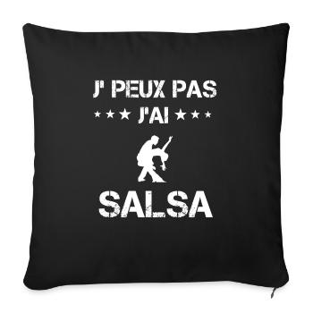 je peux pas j'ai salsa cadeau danse - Housse de coussin décorative 45 x 45 cm - noir - Devant